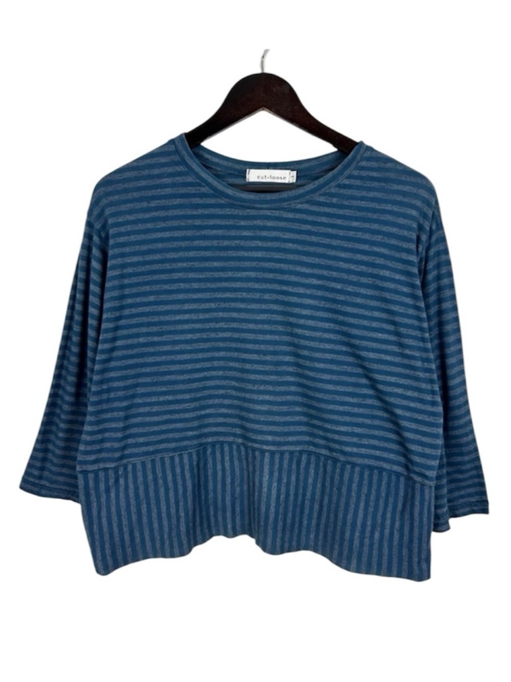 Cut Loose Blue Striped Crewneck Top Size Small